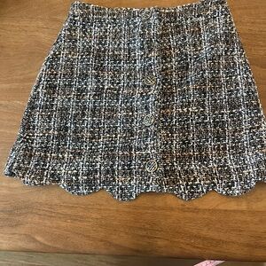 Blu Pepper Black and White Tweed Mini Skirt